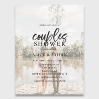 Budget Brush Script Photo Couple Shower Invitation