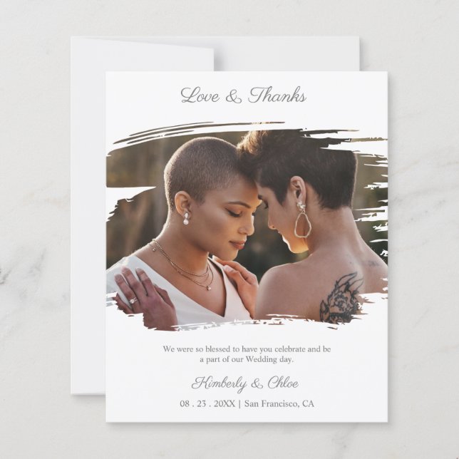 Budget Brushstroke Effect LGBT Wedding Photo  (Front)
