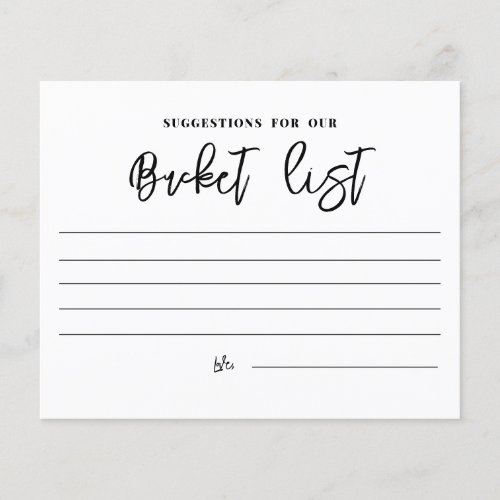 Budget Bucket List Wedding Advice Cards