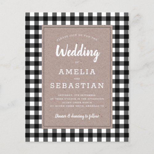 BUDGET Buffalo Plaid Kraft Wedding Invitation