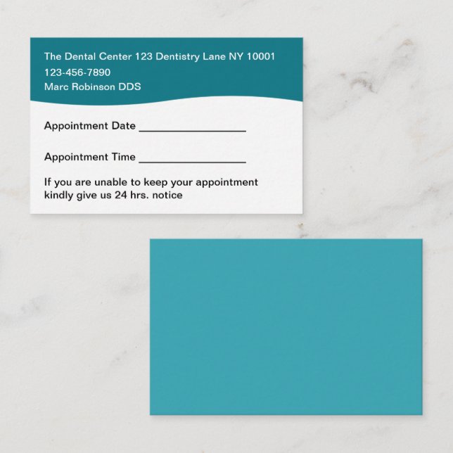 Budget Bulk Medical Appointment Cards Dental (Front/Back)