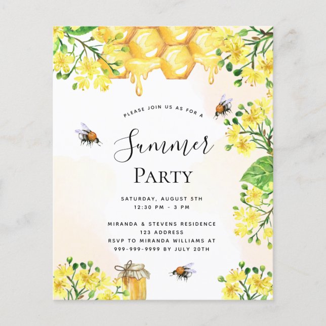 Budget bumble bees floral honeycomb summer (Front)
