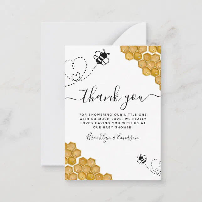 BUDGET Bumblebee Honeycomb Baby Shower Thank You Note Card | Zazzle