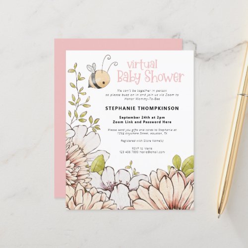 Budget Bumblebee Virtual Baby Shower Invitation
