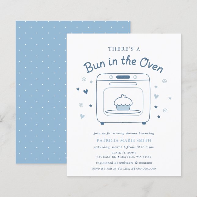 Budget Bun In The Oven Blue Baby Boy Baby Shower (Front/Back)