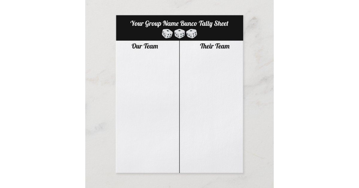 Budget Bunco Dice Table Tally Sheet Zazzle