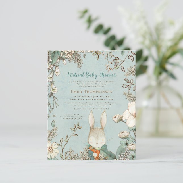 Budget Bunny Boy Virtual Baby Shower Invitation (Standing Front)