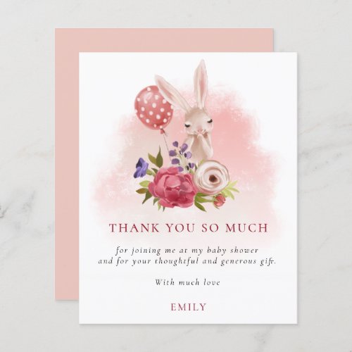 Budget Bunny Florals Pink Baby Shower Thank You