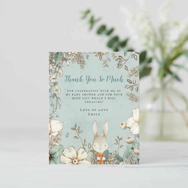 Budget Bunny Powder Blue Baby Shower Thank You (Standing Front)