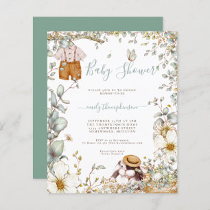 Budget Bunny Sage Boy Baby Shower Invitation