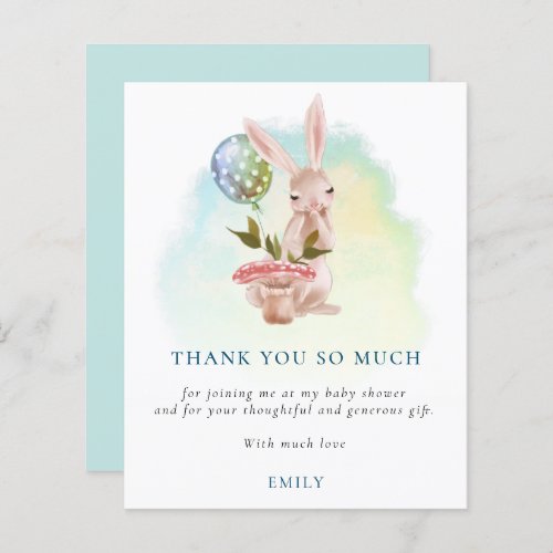 Budget Bunny Teal Baby Shower Thank You