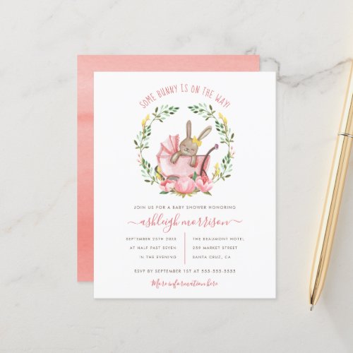 Budget Bunny  Watercolor Flowers Girl Baby Shower