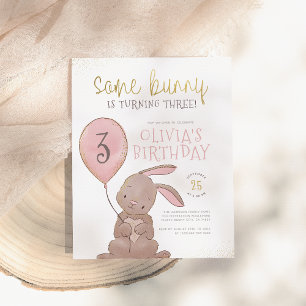 Budget Bunny Watercolor Pink & Gold Birthday Party