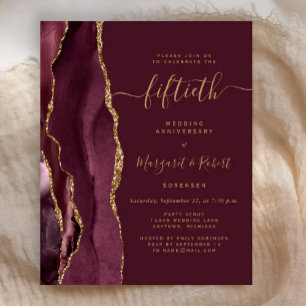 Budget Burgundy Agate Gold 50th Anniversary Party