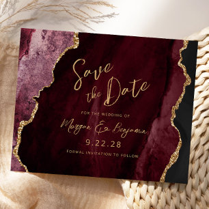 Budget Burgundy Agate Wedding Save the Date