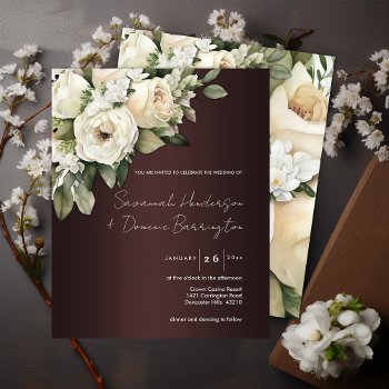 Budget Burgundy And Rose Bouquet Boho Wedding Flyer by theelegantwedding at Zazzle