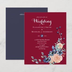 Budget Burgundy Blue Peach Floral Wedding