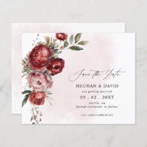 Budget Burgundy Blush Floral Save the Date