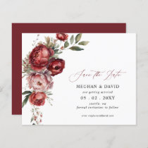 Budget Burgundy Blush Floral Save the Date