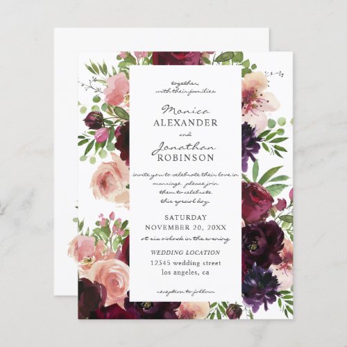 Budget Burgundy  Blush Floral Wedding on White