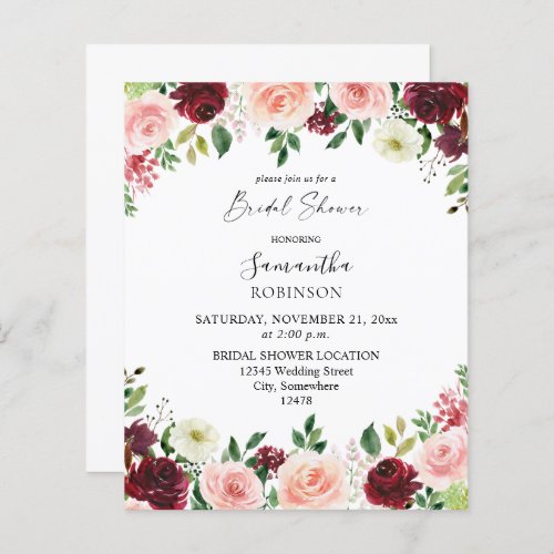 Budget Burgundy Blush Pink 4 Floral Bridal Shower2