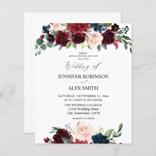 Budget Burgundy Blush Pink  Navy Floral Wedding 2