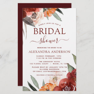 Budget Burgundy Bridal Shower Autumn Floral