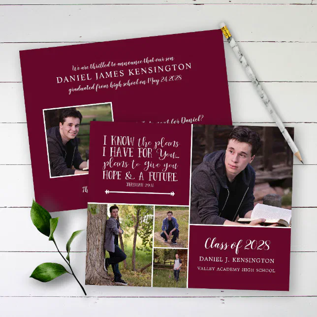 Budget Burgundy Christian Graduation Photo | Zazzle