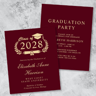 Budget Burgundy College Graduation Party Invite