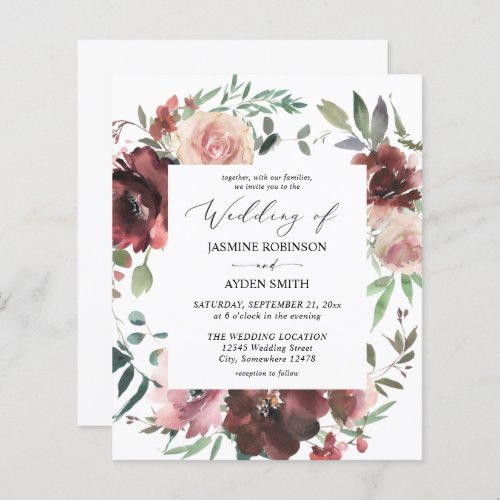 Budget Burgundy Dusty Pink Floral 5 Wedding