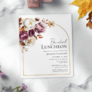 Budget Burgundy Fall Bridal Luncheon Invitation