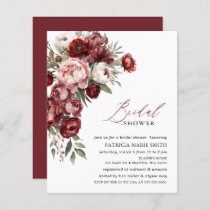 Budget Burgundy Floral Bridal Shower Invitations