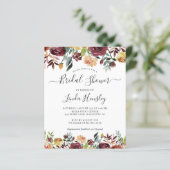 Budget Burgundy Floral Bridal Shower Invitations (Standing Front)