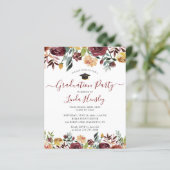 Budget Burgundy Floral Graduation Party Invitation (Standing Front)
