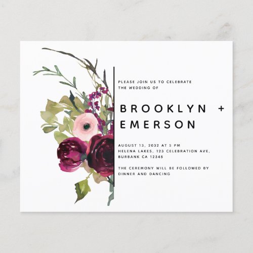 BUDGET Burgundy Floral Modern Wedding