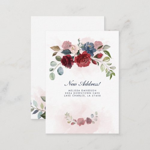 Budget Burgundy Floral Moving Announcement