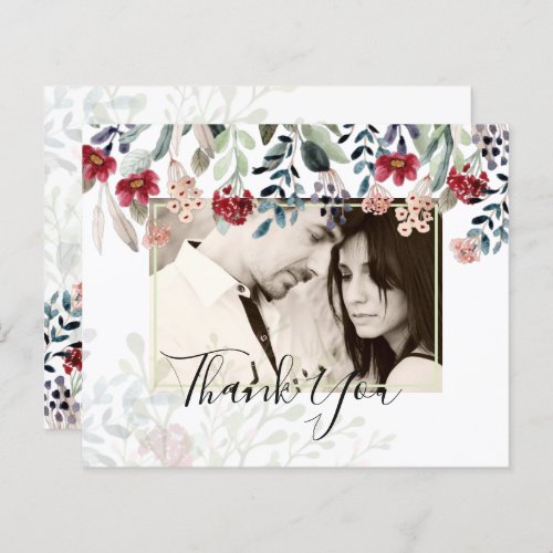 BUDGET Burgundy Floral Photo Collage Thank You