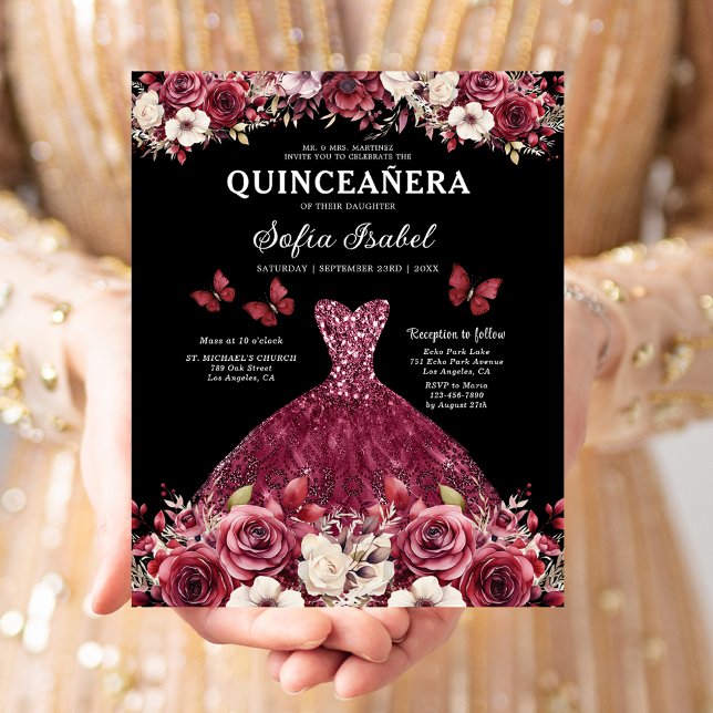 Budget Burgundy Gold Bilingual Spanish Quinceanera (Creator Uploaded)