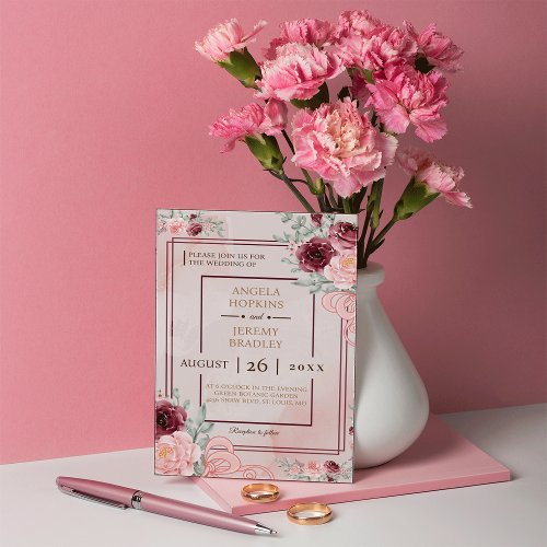 Budget Burgundy Gold  Blush Pink Floral Wedding Save The Date