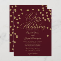 Budget Burgundy Gold Confetti Wedding Invitation