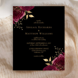 Budget Burgundy Gold Floral Black Wedding