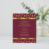BUDGET Burgundy Gold Graduation Party Invitation (Standing Front)