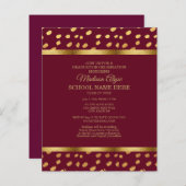 BUDGET Burgundy Gold Graduation Party Invitation (Front/Back)