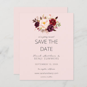 Budget Burgundy Marsa Floral Save the Date- Pink