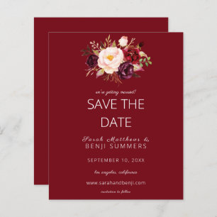 Budget Burgundy Marsa Floral Save the Date - Red