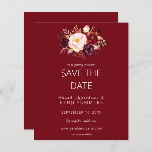 Budget Burgundy Marsa Floral Save the Date _ Red