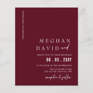 Budget Burgundy Modern Wedding Invitation