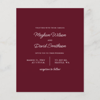 Budget Burgundy Modern Wedding Invitation