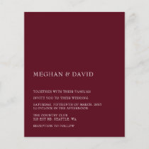Budget Burgundy Modern Wedding Invitation