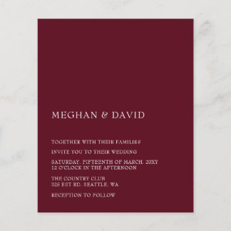 Budget Burgundy Modern Wedding Invitation